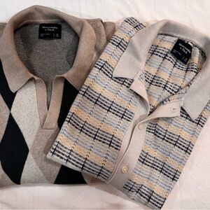 Lot of 2 Abercrombie & Fitch Men's Sweater Polos Size XL